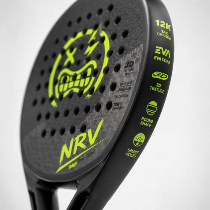 Cadre raquette NRV ORIGINE noir — 3D Effect Power Foam Smart Holes 12K Carbon