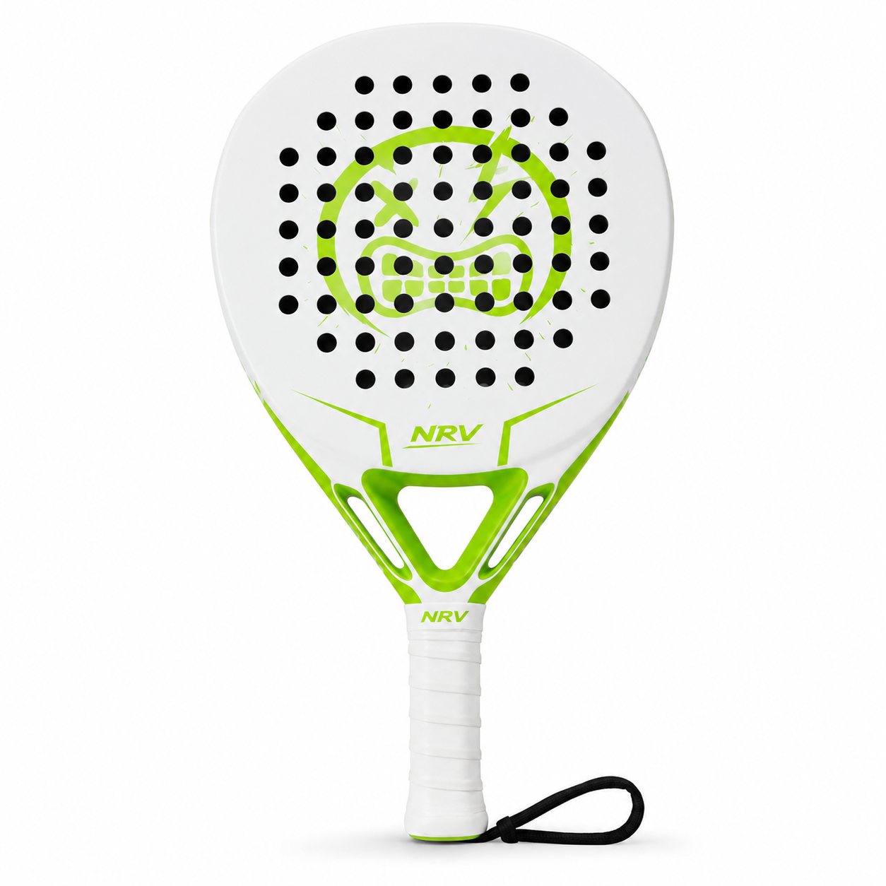 Raquette padel NRV SHADOW blanche vue de face — confirmé carbone 18K Raquette padel NRV SHADOW blanche vue de face — confirmé carbone 18K