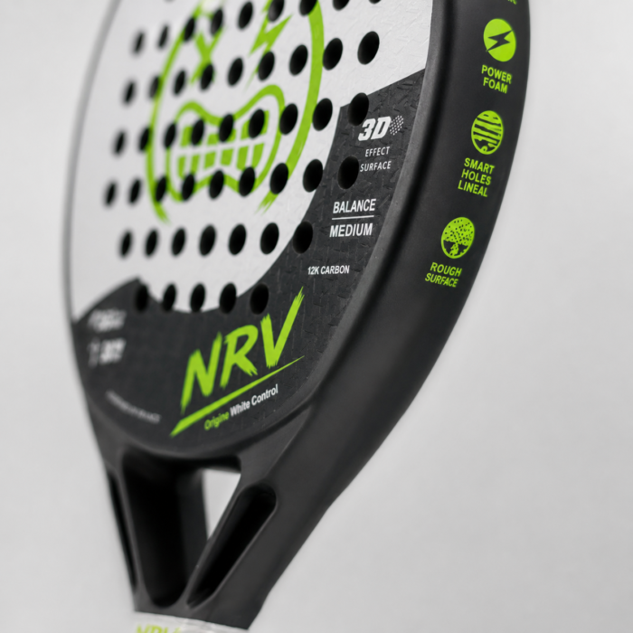Cadre raquette NRV ORIGINE blanc — 3D Effect Power Foam Smart Holes 12K Carbon
