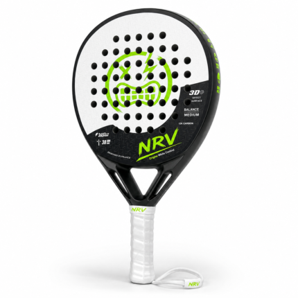 Raquette padel NRV ORIGINE blanche vue de face — intermédiaire carbone 12K