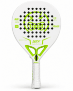 Raquette padel NRV Shadow Pro Series blanche et verte, vue de face