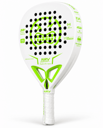 Raquette padel NRV Shadow Pro Series blanche et verte, vue 3/4