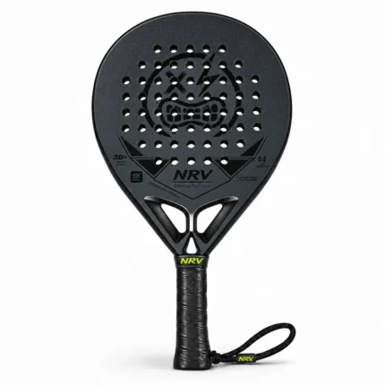 Raquette de padel NRV Phantom noire, carbone 18K, vue de face